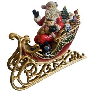Vintage Santa and Toys in Sled Porcelain Figurine Home Interiors Christmas